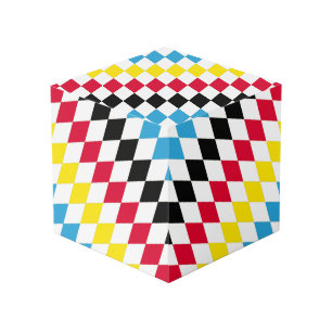 Zwart Rood Geel Blauw Beieren Diamant Vlag Patroon Kubus