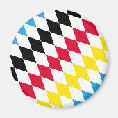 Zwart Rood Geel Blauw Beieren Diamant Vlag Patroon Magneet (Voorkant)