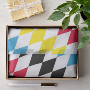 Zwart Rood Geel Blauw Beieren Diamant Vlag Patroon Tissuepapier