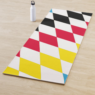 Zwart Rood Geel Blauw Beieren Diamant Vlag Patroon Yogamat