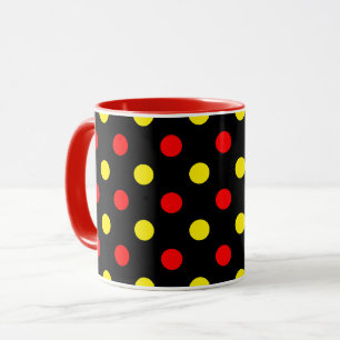 Zwart Rood Geel Stippen Design Mok
