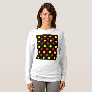 Zwart Rood Geel Stippen Design T-shirt