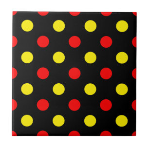 Zwart Rood Geel Stippen Design Tegeltje