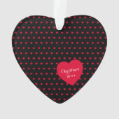 Zwart-rood gekleurde harten op maat ornament (achterkant)