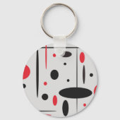 Zwart-rood geometrisch patroon sleutelhanger (Voorkant)