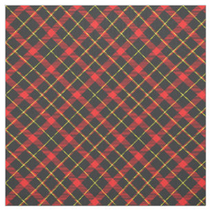 Zwart-rood geplakt  patroon Tartan Stof