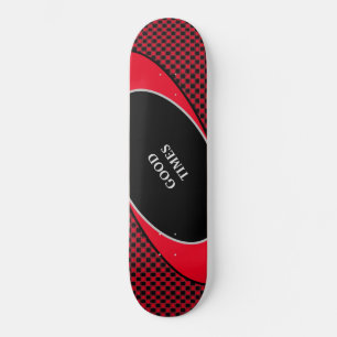 Zwart & rood geruit patroon & golvende lijnen skateboard