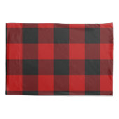 Zwart & rood geruit vierkant Buffalo Plaid Kussensloop (Achterkant)