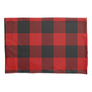 Zwart & Rood Geruite Vierkanten Buffalo Plaid Kussensloop