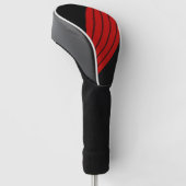 Zwart Rood Gestreept 70s 80s Retro Racing Stripes Golfheadcover (Schuin)