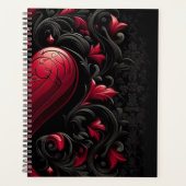 Zwart & rood Gotisch Damast Planner (Voorkant)