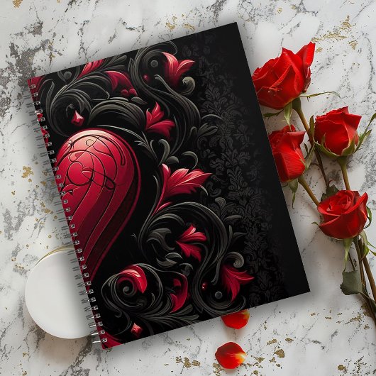 Zwart & rood Gotisch Damast Planner
