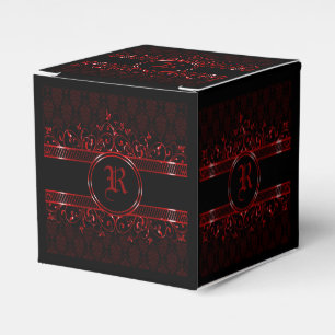Zwart-rood -gotisch monogrammen forceren doos bedankdoosjes
