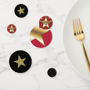 Zwart Rood Goud Glitter Sterren Hollywood Feest Confetti