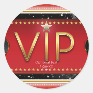 Zwart Rood Goud & Zilver Glam aangepaste VIP Favor Ronde Sticker