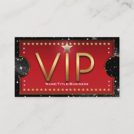 Zwart Rood Goud & Zilver Glam Custom VIP Ticket (Voorkant)