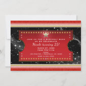 Zwart Rood Goud & Zilver Glam VIP Ticket Uitnodigi Kaart (Achterkant)