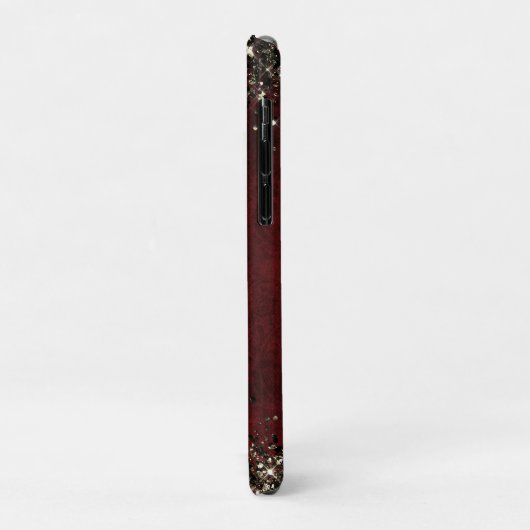 Zwart rood goudbloemmonogram Case-Mate iPhone case (Achterkant/links)