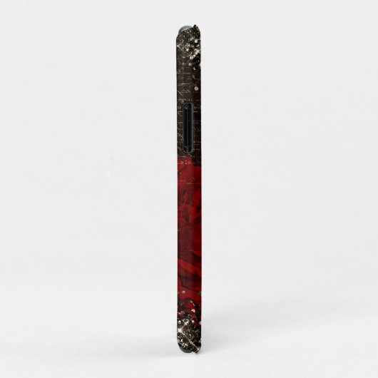 Zwart rood goudbloemmonogram Case-Mate iPhone case (Achterkant/rechts)