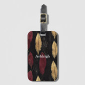 Zwart Rood Gouden Veren Bagagelabel (Voorkant (verticaal))