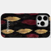 Zwart Rood Gouden Veren Case-Mate iPhone Case (Achterkant (horizontaal))