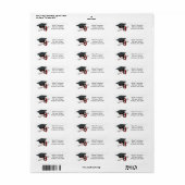 Zwart-rood-grijpkap en Tassel-adres Etiket (Full Sheet)