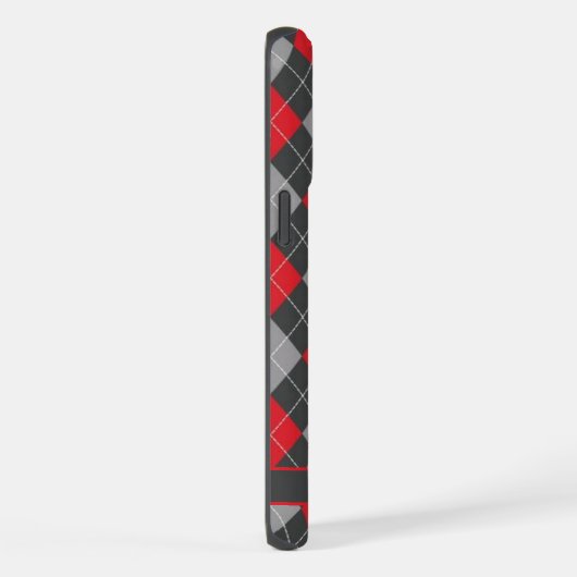 Zwart Rood Grijs Kleur Argyle iPhone Hoesje (Rechterkant)