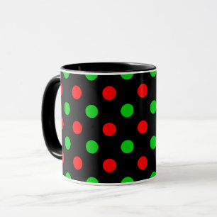 Zwart Rood Groen Stippen Design Mok