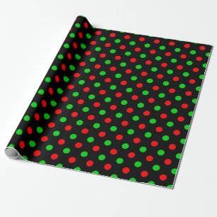Zwart rood groen stippen ontwerp cadeaupapier