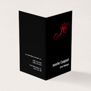 Zwart Rood Handschrift Monogram Naam Minimalist Visitekaartjes