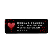 Zwart & Rood Hart Halloween Bruiloft Adres Label (Voorkant)
