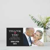 Zwart Rood Hart Trouwfoto Dank u kaarten (Staand voorkant)