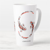 Zwart & Rood Japans Koi Fish Artistic Latte Mok (Rechterhoek)