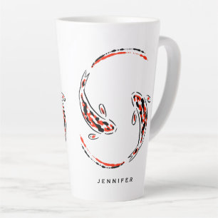 Zwart & Rood Japans Koi Fish Artistic Latte Mok