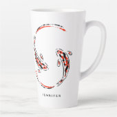 Zwart & Rood Japans Koi Fish Artistic Latte Mok (Rechts)