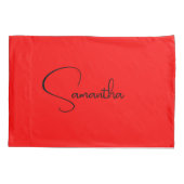 Zwart rood Jouw naam minimalistisch modern kalligr Kussensloop (Achterkant)