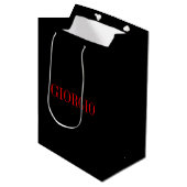 Zwart rood Jouw naam minimalistisch persoonlijk mo Medium Cadeauzakje (Voorkant Gekanteld)