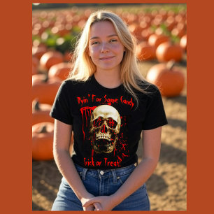 Zwart & Rood lachende schedel bloedige Halloween T-shirt