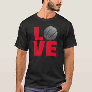 Zwart Rood Liefde Basketbal Sport T-shirt