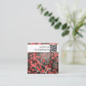 Zwart & Rood Marmer Abstract QR Code Social Media Vierkante Visitekaartje (Staand voorkant)