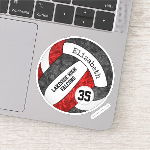 Zwart Rood Meisjes Volleybal Een School Mascotte N Sticker