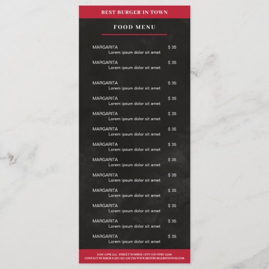 Zwart, rood menu (Voorkant)