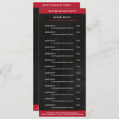 Zwart, rood menu (Voorkant / Achterkant)