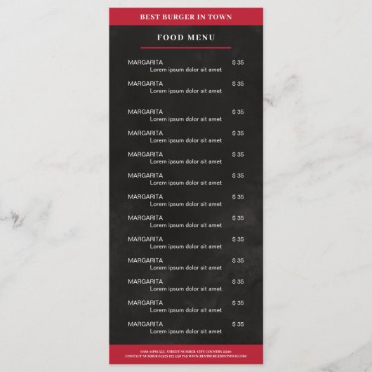 Zwart, rood menu (Voorkant)