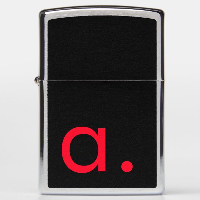 Zwart Rood Monogram Initiaal Letter Modern Plain (Voorkant)