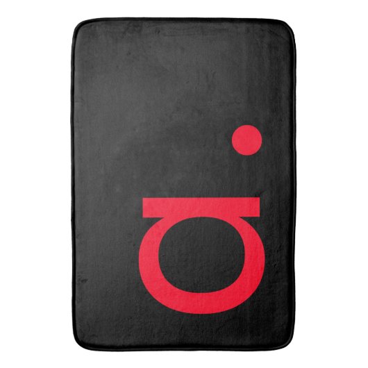 Zwart Rood Monogram Initiaal Letter Modern Plain Badmat (Voorkant Verticaal)