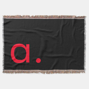 Zwart Rood Monogram Initiaal Letter Modern Plain Deken