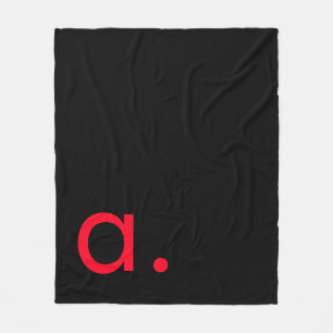 Zwart Rood Monogram Initiaal Letter Modern Plain Fleece Deken