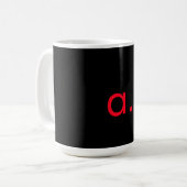 Zwart Rood Monogram Initiaal Letter Modern Plain Koffiemok (Voorkant links)