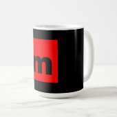 Zwart Rood Monogram Initiaal Letter Modern Plain Koffiemok (Voorkant rechts)